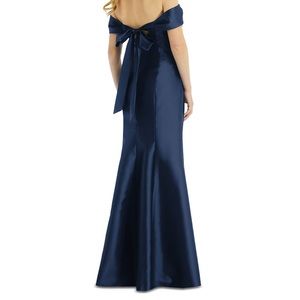 Bow-Back Off the Shoulder Gown by Alfred Sung • Midnight Blue